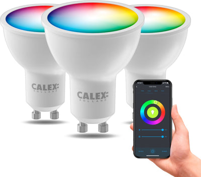 Lampe intelligente Calex - lot de 3 pièces - éclairage LED wifi - gu10 - source de lumière intelligente - dimmable - rgb et blanc chaud - 4,9w