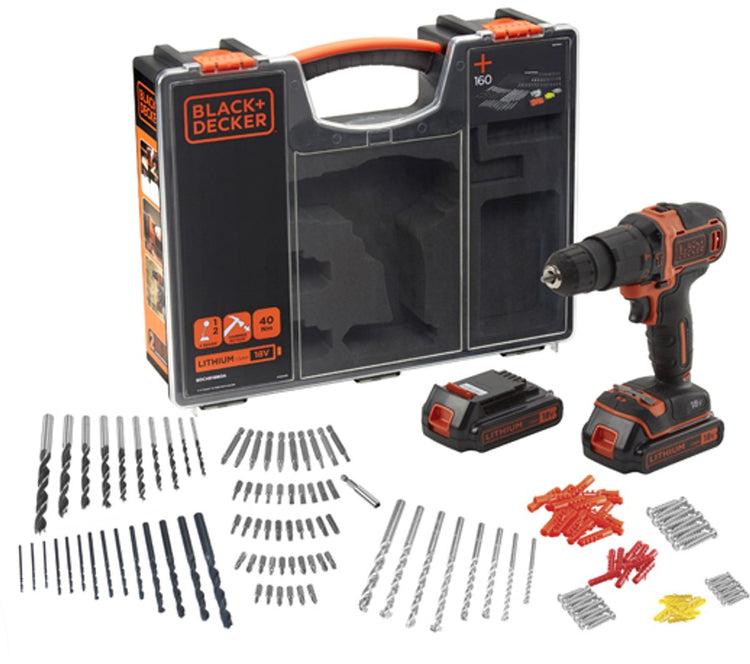 Tournevis Black+decker 18v 2x batteries 18v 1,5ah 160 ac - bdchd18boa-qw