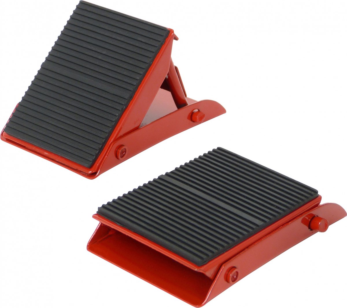 Cales de roue Carpoint pliables - lot de 2 - 900 kg - métal - rouge noir - pour caravane, camping-car