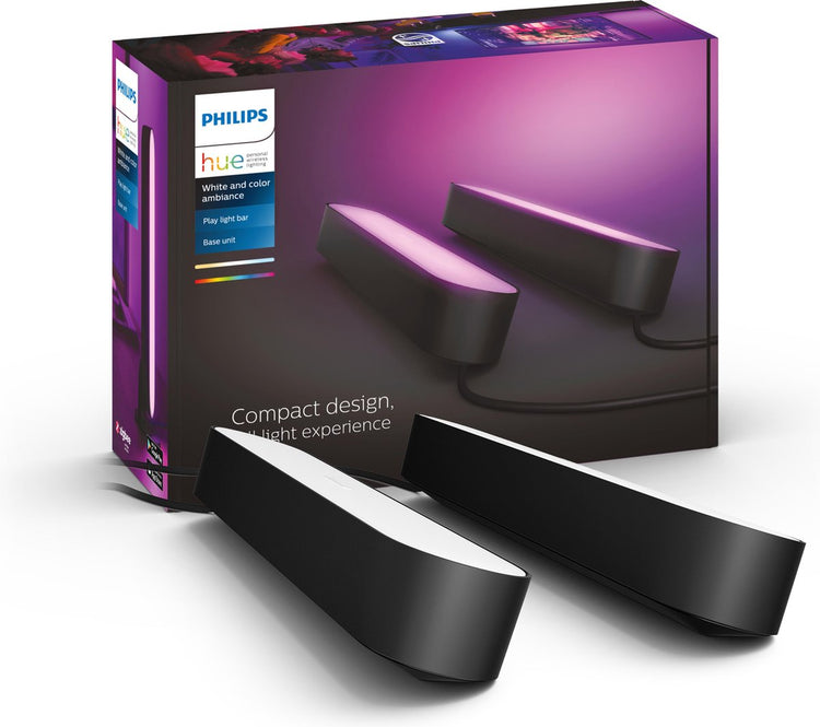 Philips hue play lightbar - lumière blanche et colorée - vivez l'expérience de jeu ultime - noir - pack de 2 - basique