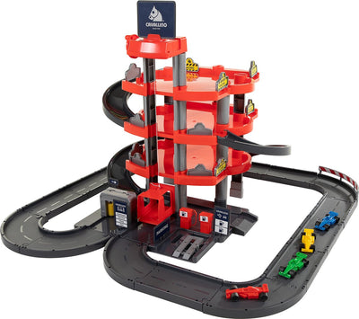 Toys Cavallino Toys Cavallino Racing Parking Garage avec 4 étages et voitures jeu