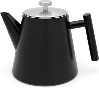 Leopold Vienne - théière à double paroi Oslo 1 l en acier inoxydable - noir mat - avec passoire à thé