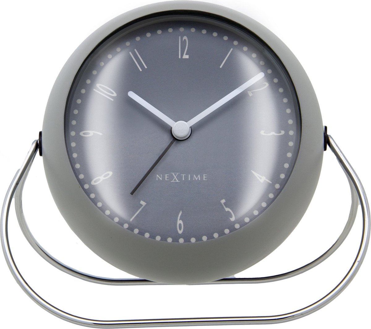 Réveil bulle Nexttime – réveil de table – 14 × 12 × 8 cm – métal – gris – silencieux