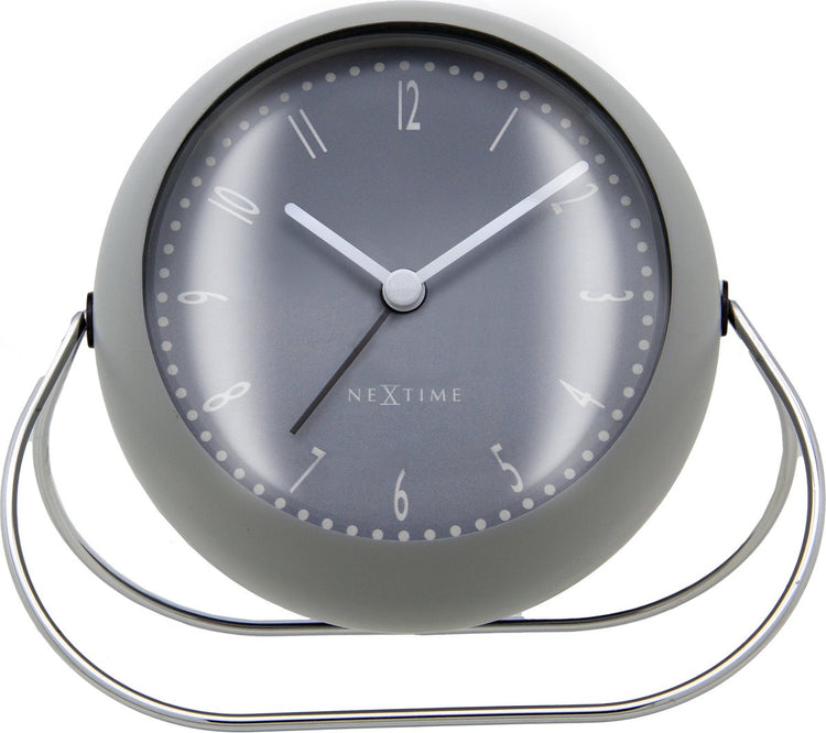 Réveil bulle Nexttime – réveil de table – 14 × 12 × 8 cm – métal – gris – silencieux
