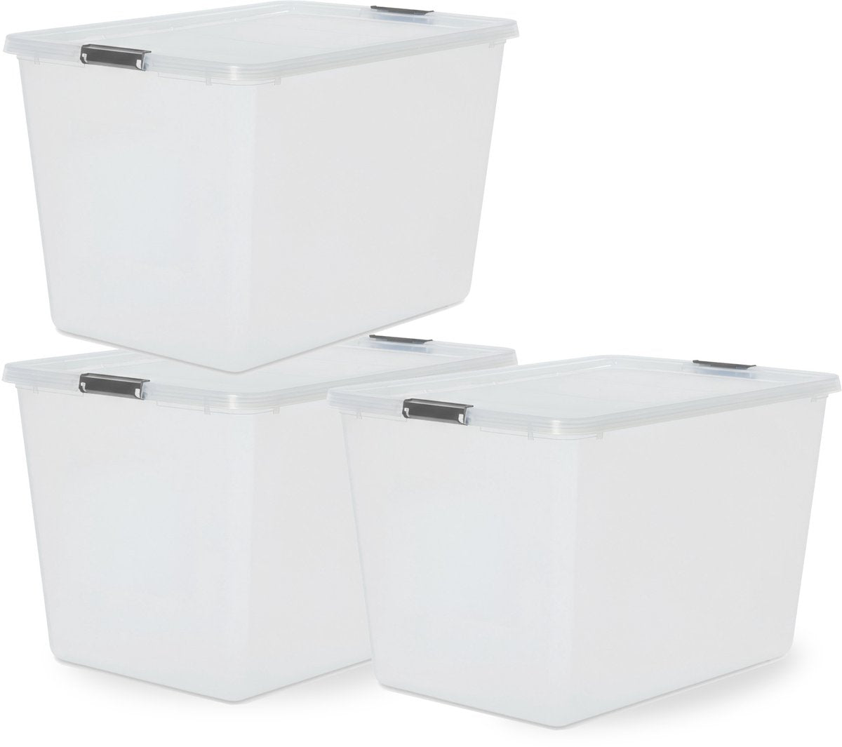 Boîte de rangement à clips Iris storage - 60l - rangement xxl - empilable - plastique - gris transparent - lot de 3