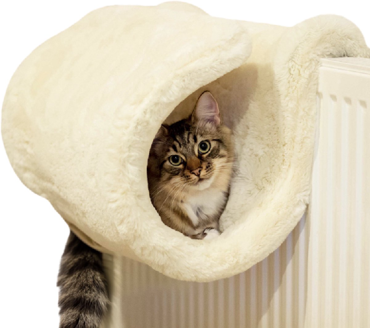 Hamac de luxe pour chat en bois de rose – panier pour chat pour chauffage – tunnel en fourrure artificielle douce – maison pour chat chaude et confortable – amovible et lavable – 40×48×27 cm