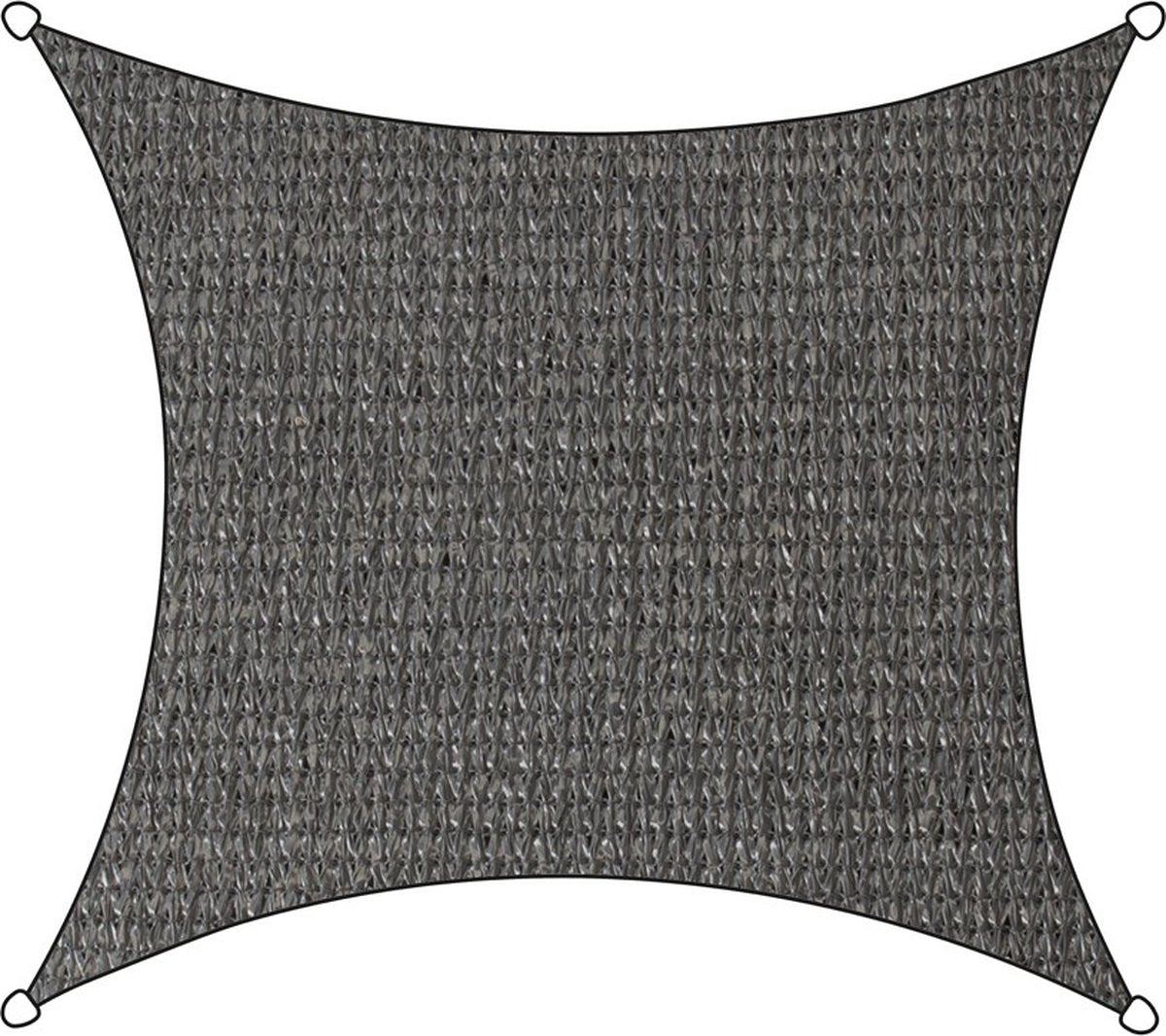 Toile d'ombrage Livin' outdoor livn ISO HDPE carrée 5m anthracite - perméable au vent et à l'eau - épaisseur de la toile : 185 gr m2 - avec cordon de fixation et anneaux de fixation en acier inoxydable