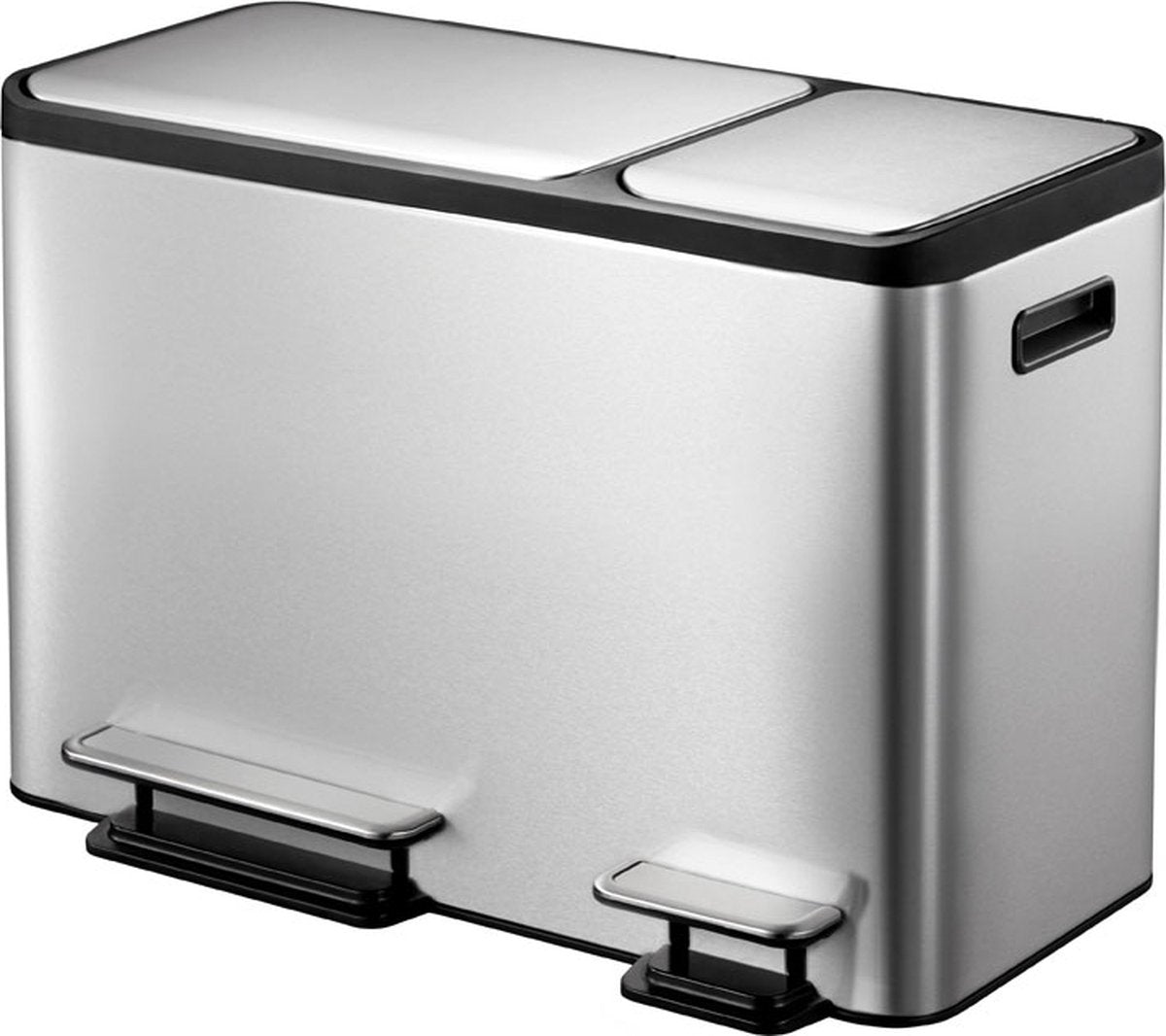 Eko - poubelle à pédale de recyclage ecocasa 24+12 litres - plastique inox - acier inoxydable mat - poubelle