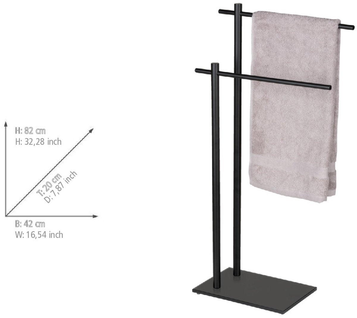 Wenko porte-serviettes resera noir acier mat et verre noir - porte-serviettes - porte-serviettes - porte-serviettes autoportant