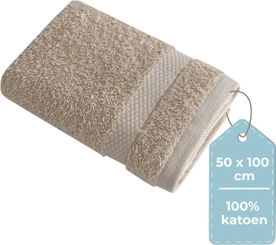 Faire taire. serviette Living Hush Living - par pièce - 50×100 cm - 100% coton - qualité lourde 500g m2 - bordure élégante et boucle de suspension - sable