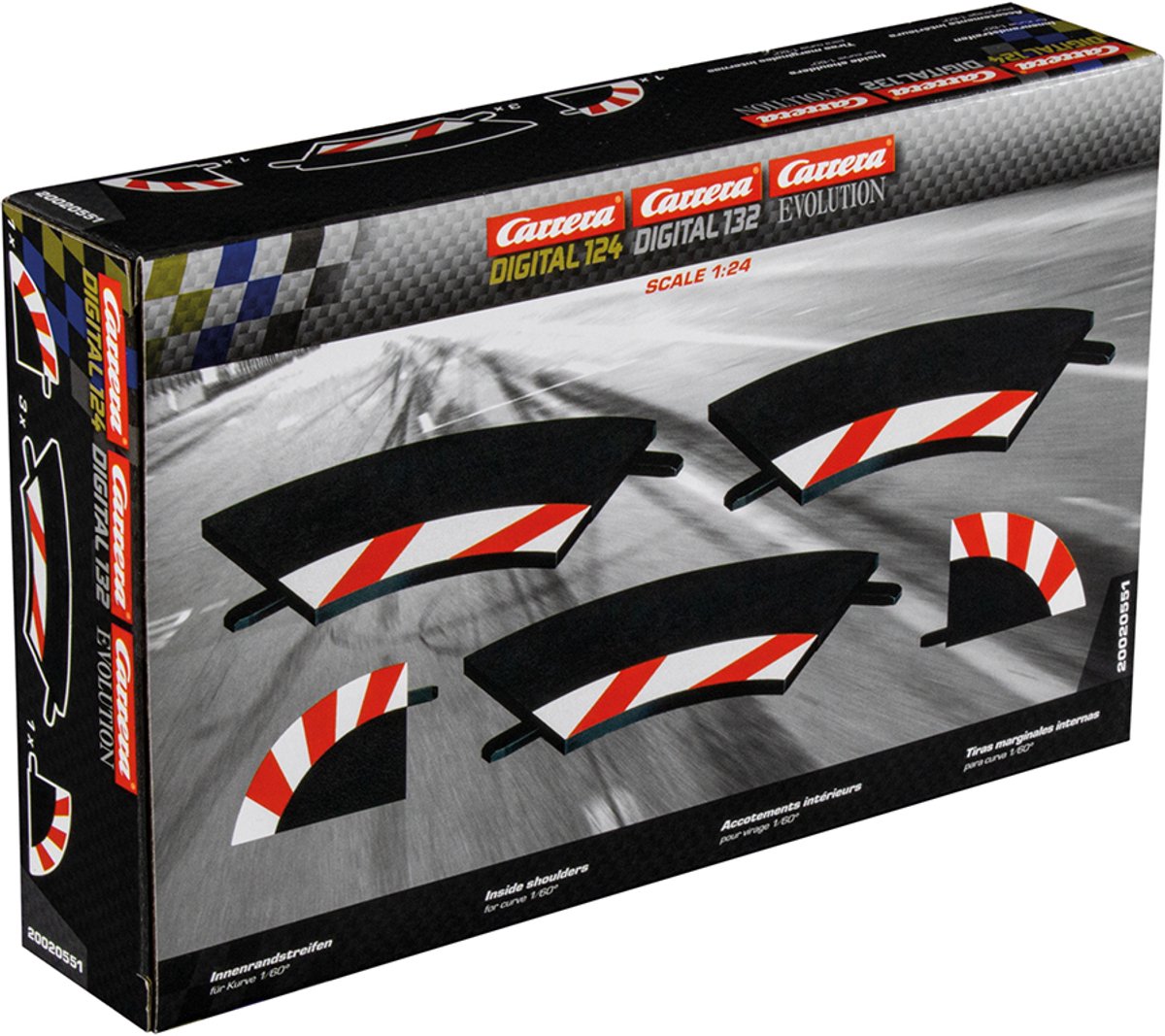 Bandes de protection intérieures Carrera courbées 1 60° + embouts - circuits - 1:32