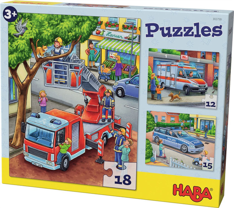 Puzzle Haba - police, pompiers, services d'urgence - 12 15 18pcs.