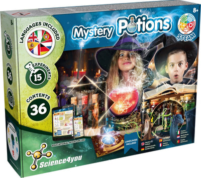 Science 4 you science4you potions mystères – coffret d'expériences de chimie – 25 expériences magiques avec mousse colorée – à partir de 8 ans