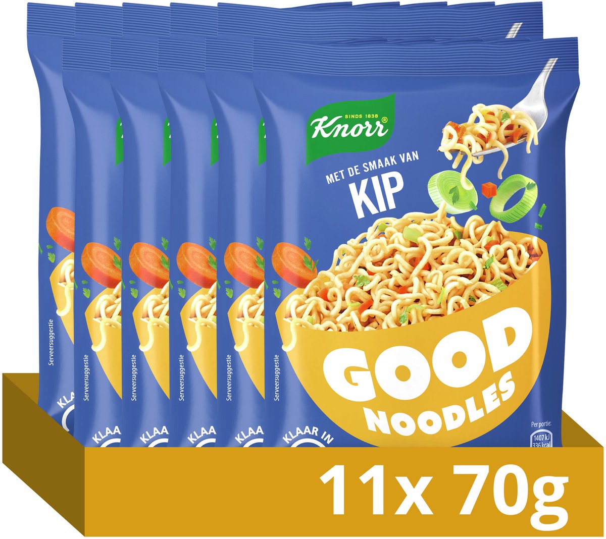 Knorr bonnes nouilles - poulet - sans colorants artificiels ni conservateurs - 11 x 70 g