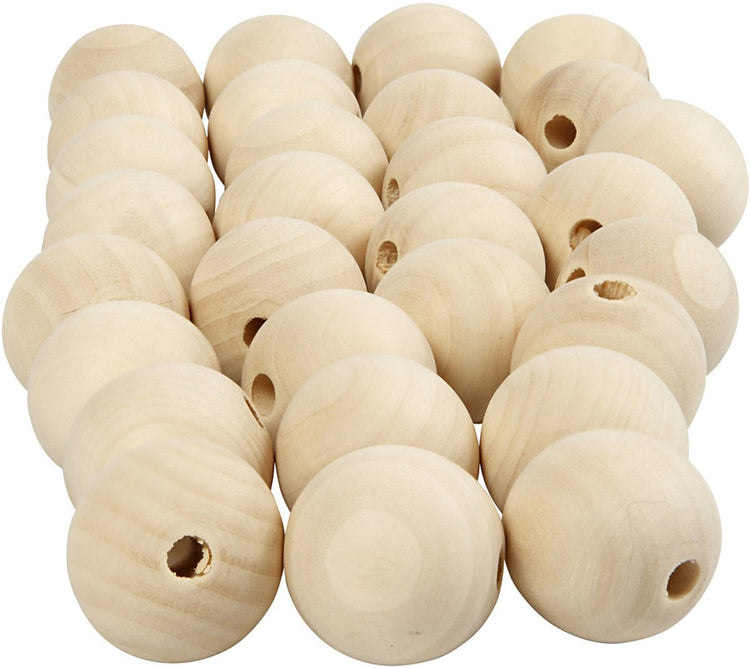 Perle en bois Creativ company, d 25 mm, diamètre du trou 4,5 mm, 100 pièces 1 boîte