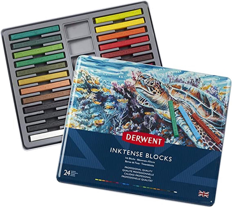 Derwent inktense bloque les bâtons de couleur - 24 pièces en boîte