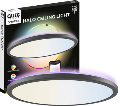 Plafonnier intelligent Calex halo - plafonnier intelligent 40cm - lumière RVB et blanc chaud - noir