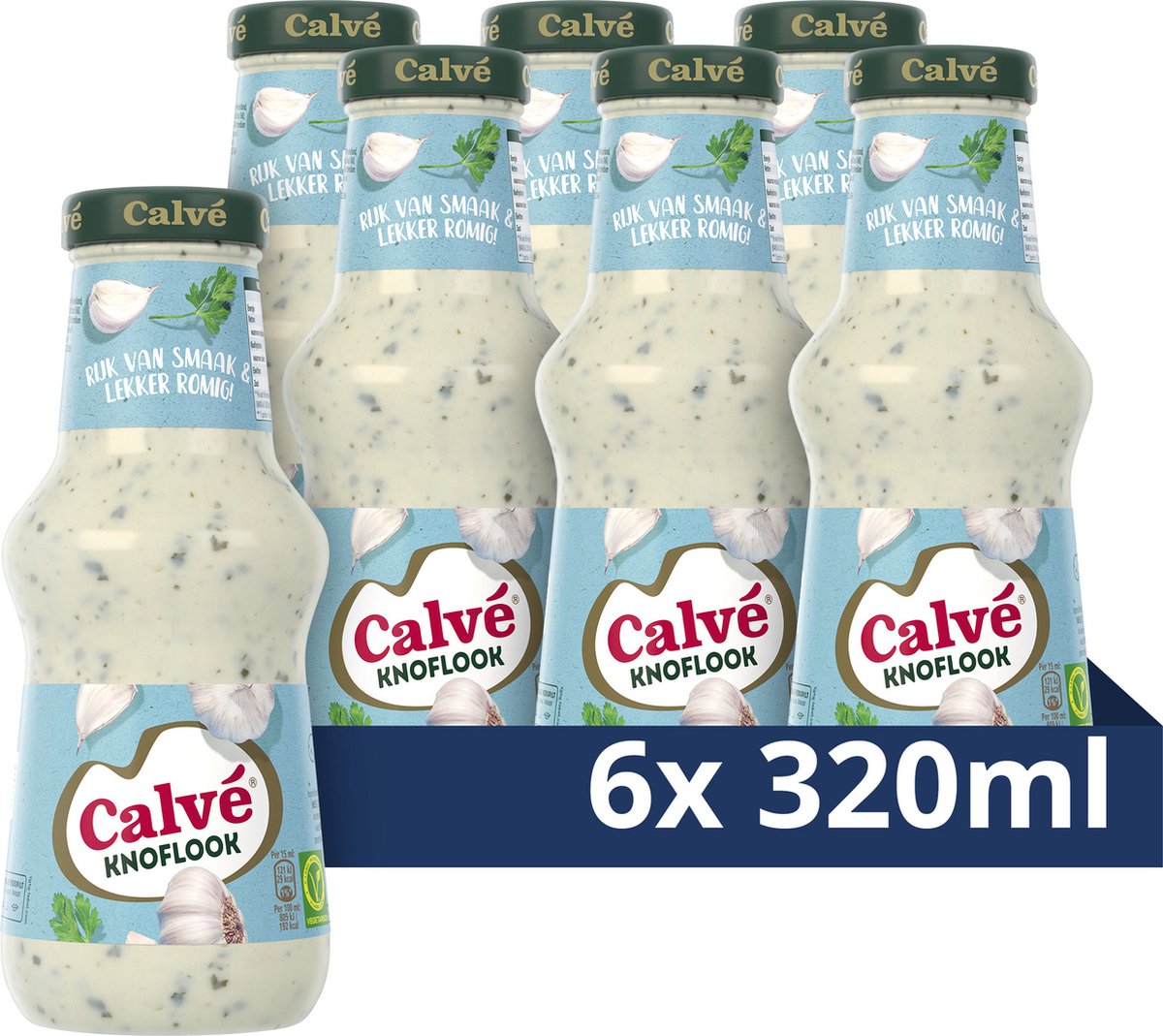 Sauce Calvé - Ail - délicieuse avec tous vos snacks, au barbecue ou gourmands - 6 x 320 ml
