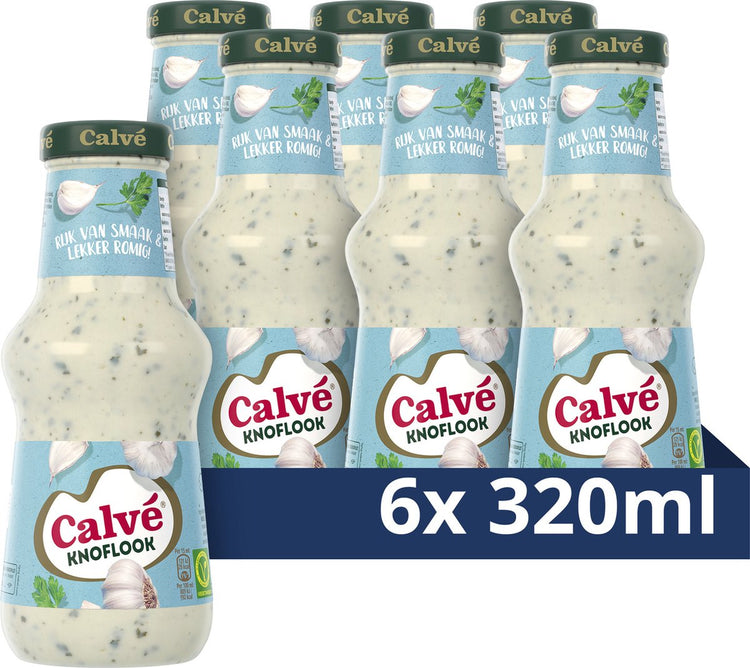 Sauce Calvé - Ail - délicieuse avec tous vos snacks, au barbecue ou gourmands - 6 x 320 ml
