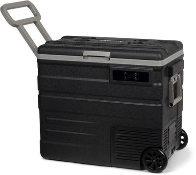 Steamy -e glacière électrique à compresseur à rouleau mono zone sur roulettes - mono zone - 65 litres - 12v et 230v - pour voiture et camping - noire