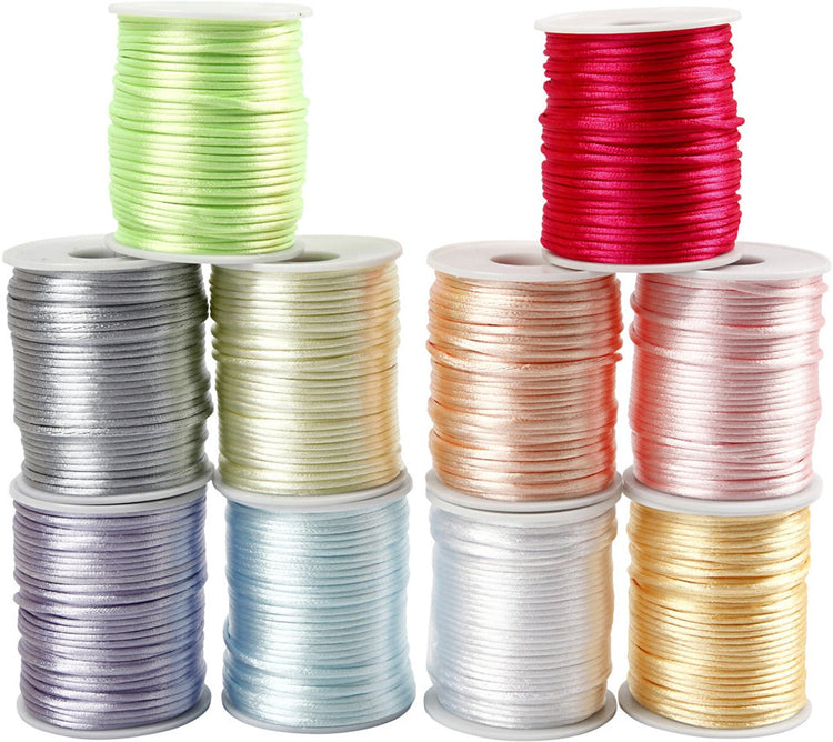 Cordon satin Creativ company, épaisseur 2 mm, couleurs pastel, 10x50 m 1 boîte
