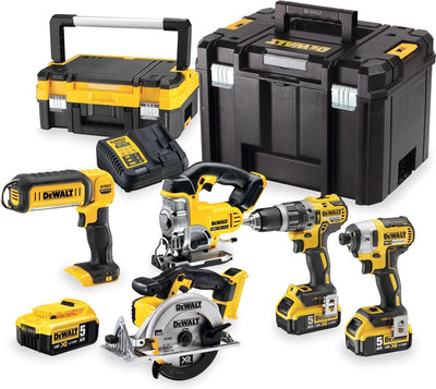 Dewalt dck551p3t ensemble combiné de batteries 5 pièces 18v xr 5,0ah en tstak