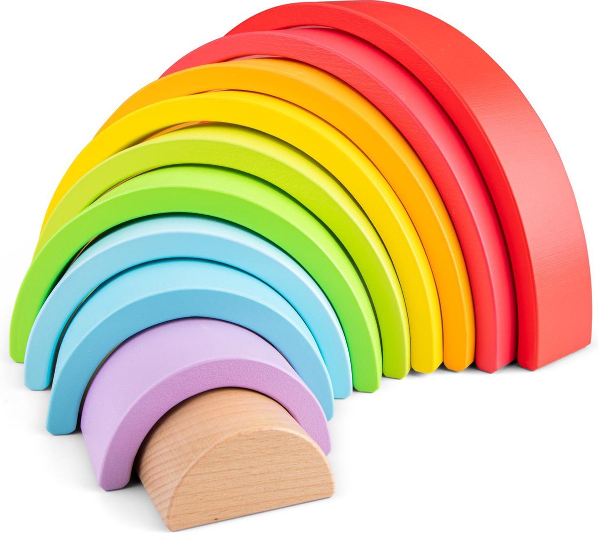 Empileur arc-en-ciel en bois New Classic Toys® - 10 pièces