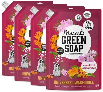 Recharge lessive universelle savon vert Marcel's - mandarine osmanthus - 4 x 1l - 92 lavages