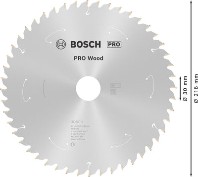 Bosch Professional Pro Wood - Lame de scie circulaire - Lame de scie circulaire sans fil, 216 x 1,7 x 30 mm, T48