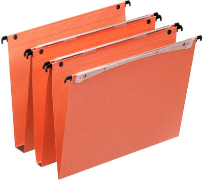 Esselte orgarex double dossier suspendu vertical a4 - avec système d'accouplement et boutons-pression - fond 15 mm - 25 pièces - orange