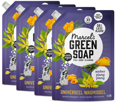 Recharge lessive universelle savon vert Marcel's - ylang ylang ambre - 4 x 1l - 92 lavages