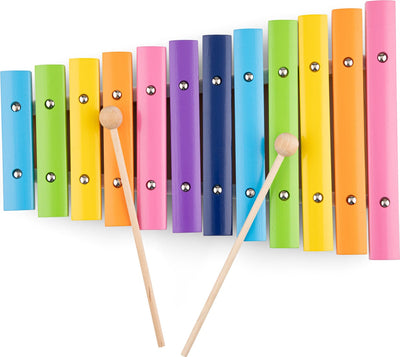 Jouet xylophone en bois Woet ® - instrument jouet coloré avec livret de musique et 2 bâtons - stimule le développement musical - à partir de 2 ans