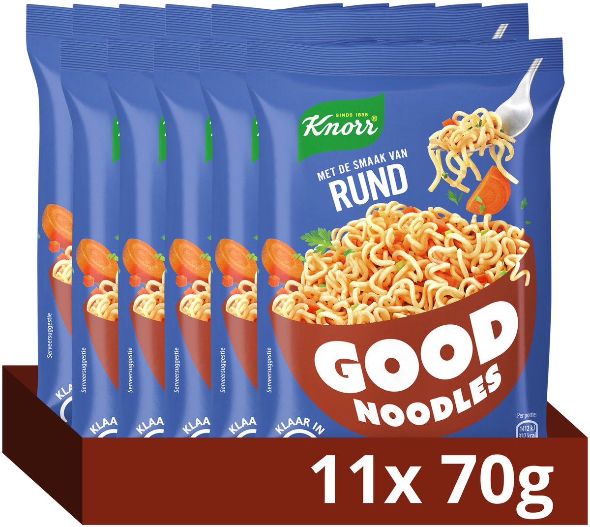 Knorr bonnes nouilles - boeuf - sans colorants artificiels ni conservateurs - 11 x 70 g