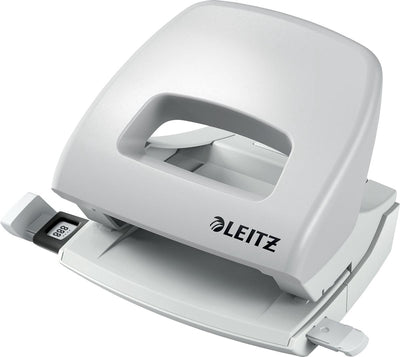 Mini perforatrice Leitz nexxt - perfore jusqu'à 16 feuilles - pour dossiers et classeurs à anneaux - idéale pour le bureau à domicile - blanc