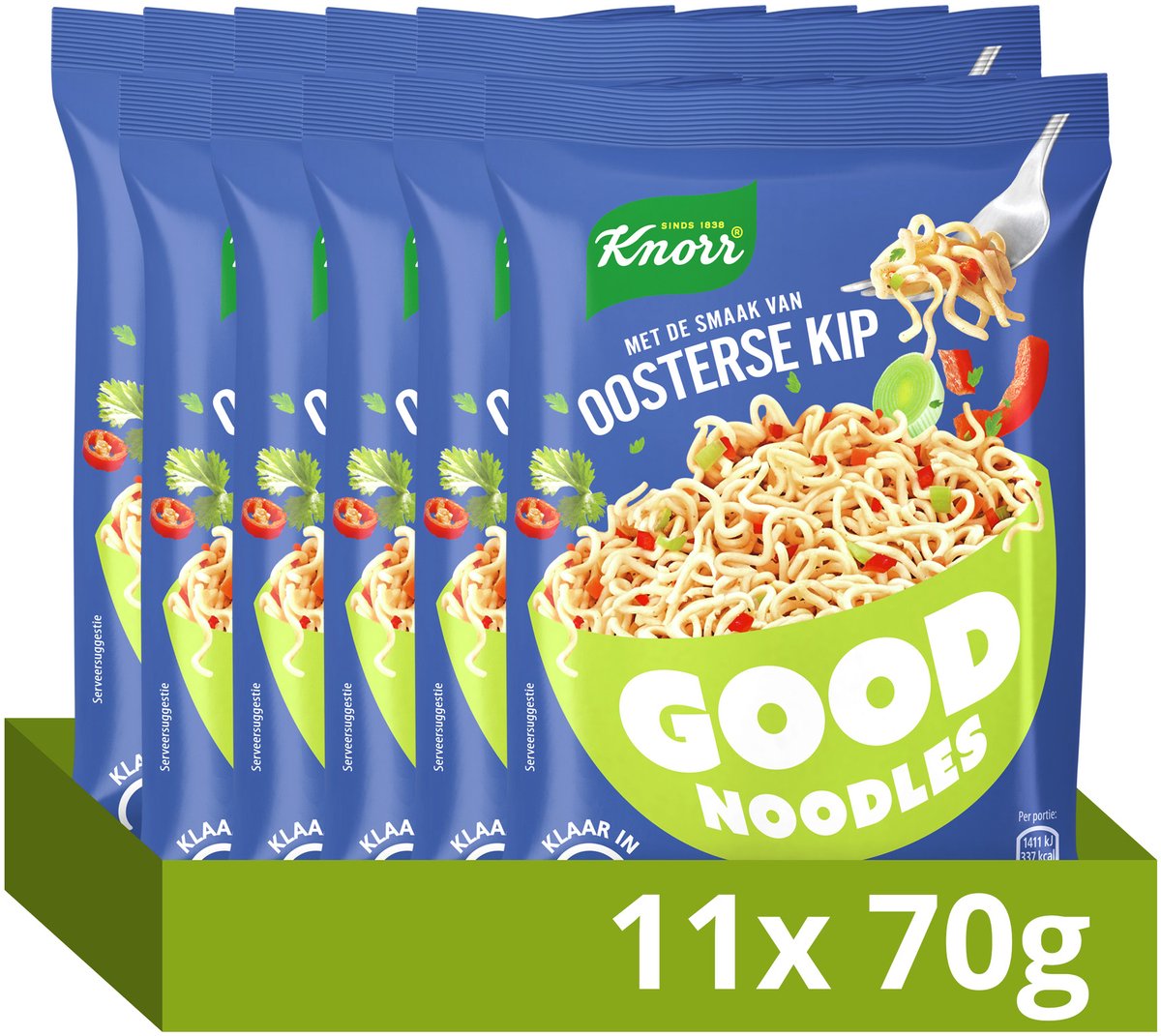 Knorr bonnes nouilles - poulet oriental - sans colorants artificiels ni conservateurs - 11 x 70 g