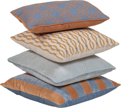 Coussins Woood lire - bleu orange - lot de 4