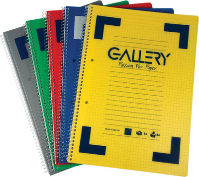 Cahier à spirale traditionnel Gallery ft A4, ligné, couleurs assorties, 160 pages, 6 pièces
