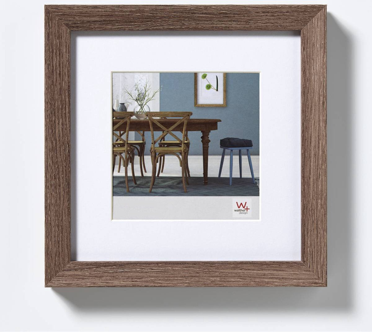 Walther fiorito - cadre en bois mdf - format photo 40x40 cm - noyer
