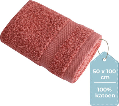 Faire taire. serviette vivante hush living - par pièce - 50×100 cm - 100% coton - qualité lourde 500g m2 - bordure élégante et boucle de suspension - corail