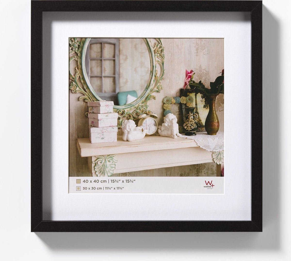 Walther Stockholm - Cadre en bois MDF 3D - format photo 40x40 cm - noir