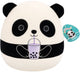 Squishmallows - peluche moyenne - (stanley - panda noir et blanc avec boba) - 30cm