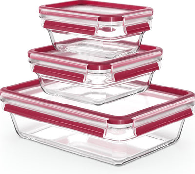 Tefal masterseal glass - coffret de conservation des aliments - 3 pièces - verre - convient au four