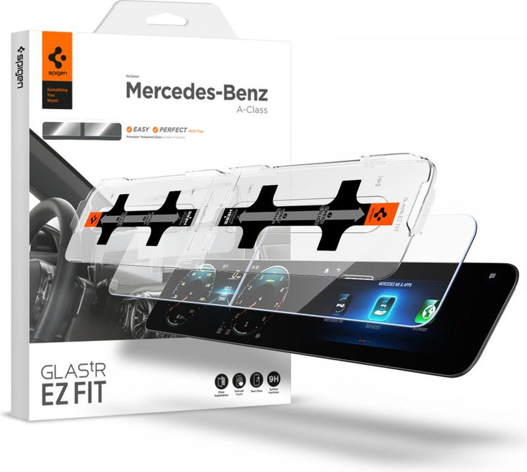 Vitre Spigen Mercedes Classe A 2020 2021 avec cadre de montage ez fit - agl03631