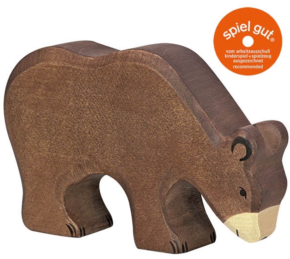 Holztiger désert - ours brun mangeant - 15x3x11cm - figurine en bois - fait main