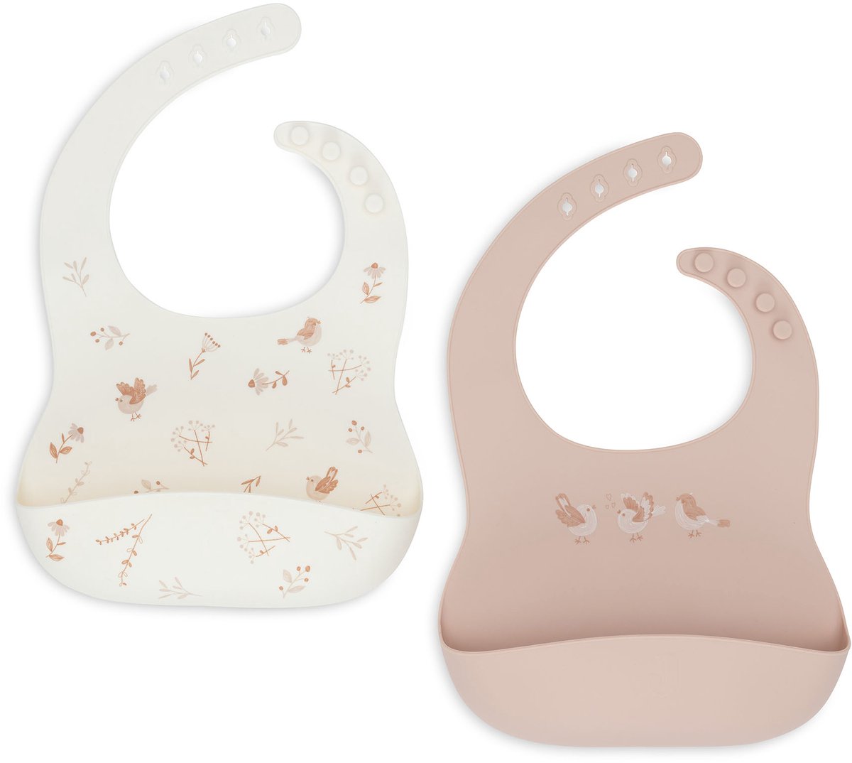 Jollein bavoir bébé en silicone - jolis oiseaux - paquet de 2