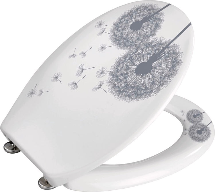 Abattant de toilettes Wenko astera - duroplastique antibactérien avec impression - fermeture soft-close facile à fermer - fixation par clip en acier inoxydable - décor d'abattant de toilettes - abattant de toilettes avec impression