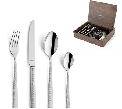 Bijou Amefa - Ménagère 24 pièces - pour 6 personnes - couleur argent - dans un luxueux coffret en bois