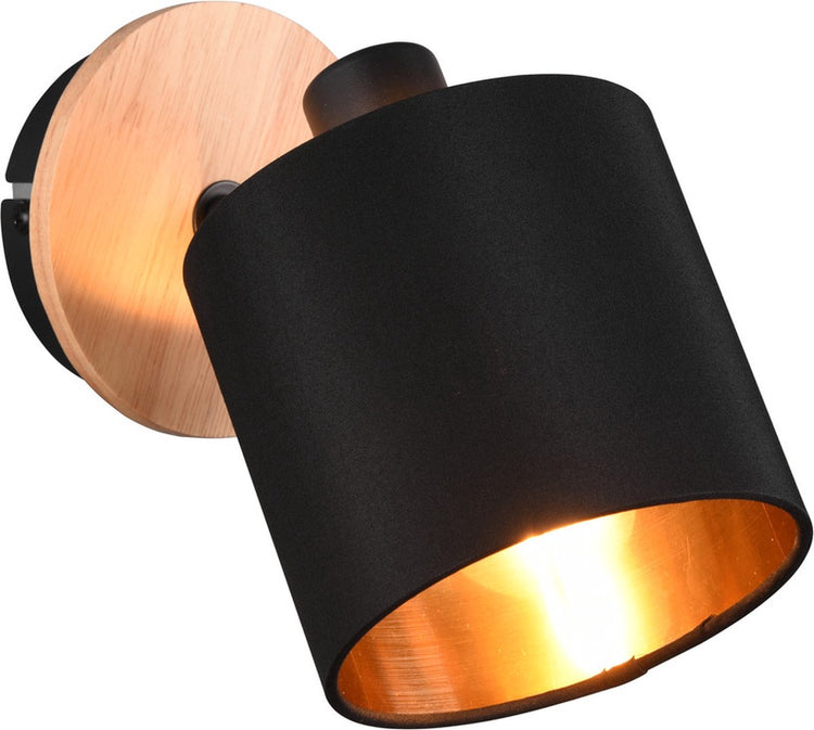 Rl vis ta lumière réalité tommy spot - couleur bois - excl. 1 x e14 - rond - noir-or