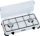 Réchaud de camping Campart ko-6382 - réchauds de camping 2 brûleurs - réchaud à gaz avec brûleur en acier inoxydable - blanc