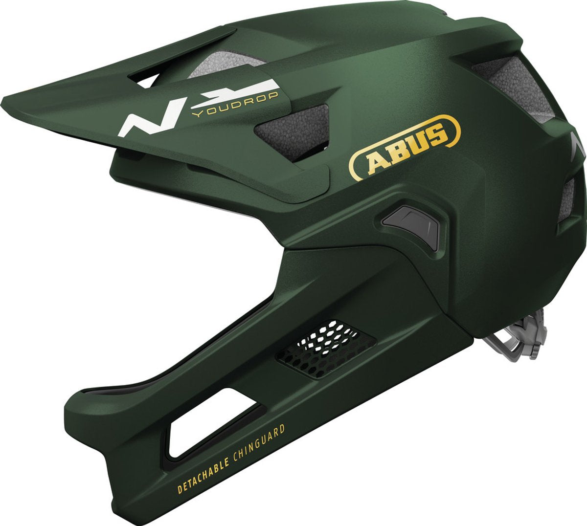 Casque VTT Abus youdrop ff - casque intégral pour enfants et jeunes - pour débutants dans les sports de VTT - avec protection de menton amovible - vert, taille s